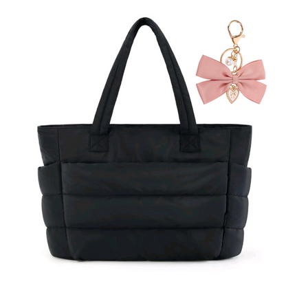 Puffy Tote Bag with Free Bow Keychain