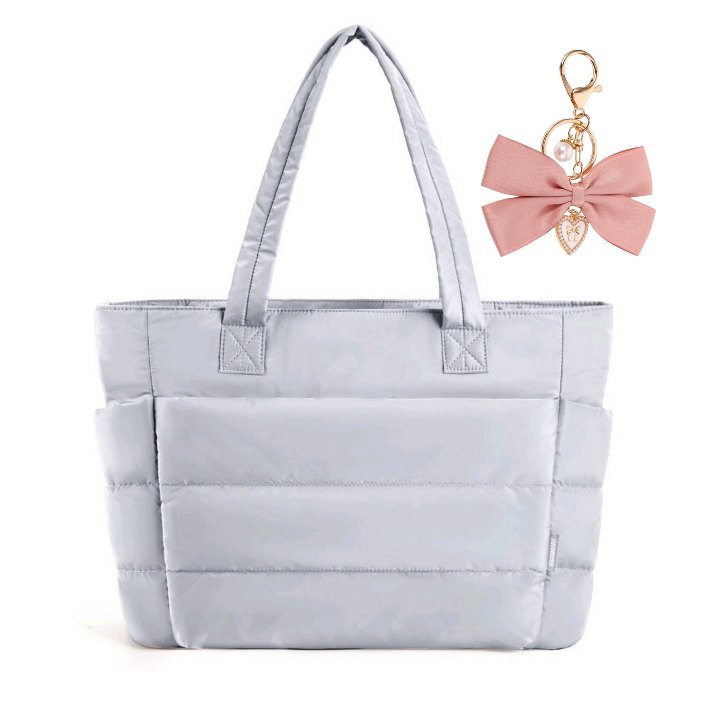 Puffy Tote Bag with Free Bow Keychain