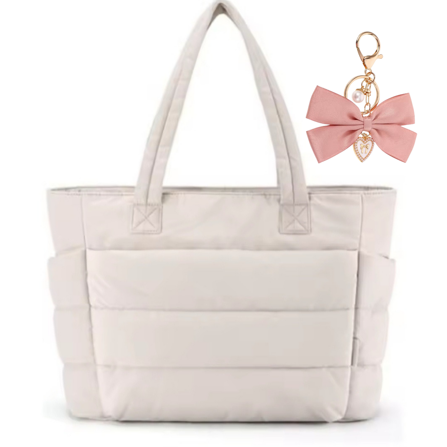 Puffy Tote Bag with Free Bow Keychain